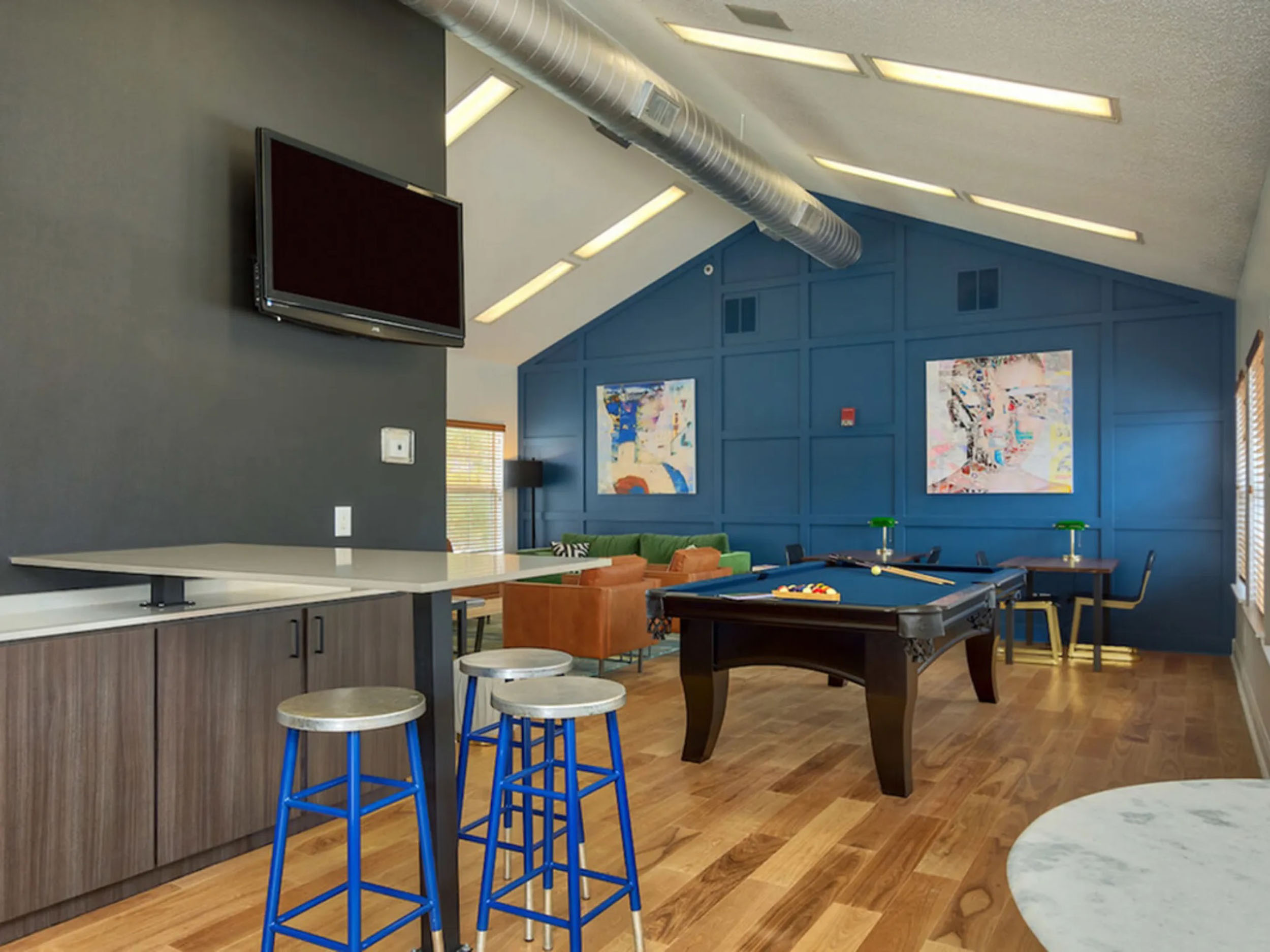 a pool table in a room